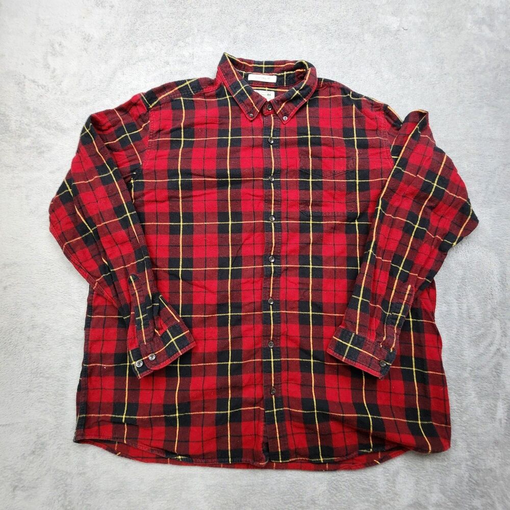 L.L. Bean Men’s XXL Red Black Plaid Flannel Button Up Traditional Fit Cotton - Picture 2 of 7
